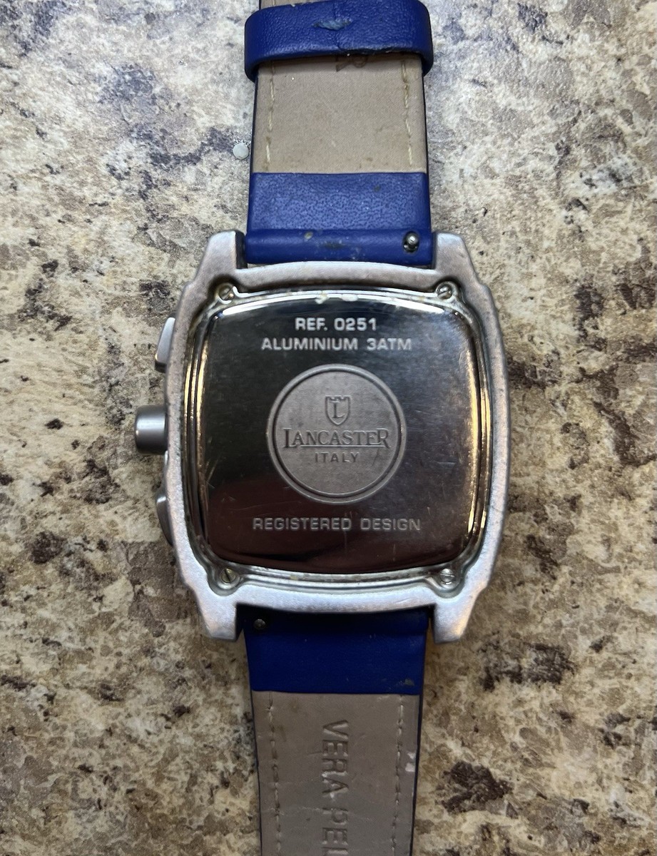Lancaster Italy Unisex Aluminum chronograph Watch W/Vera Pelle