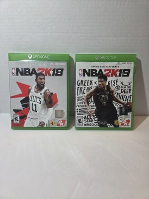 NBA 2K18 & NBA 2K19 Xbox One Lot Complete CIB Tested Kyrie Giannis