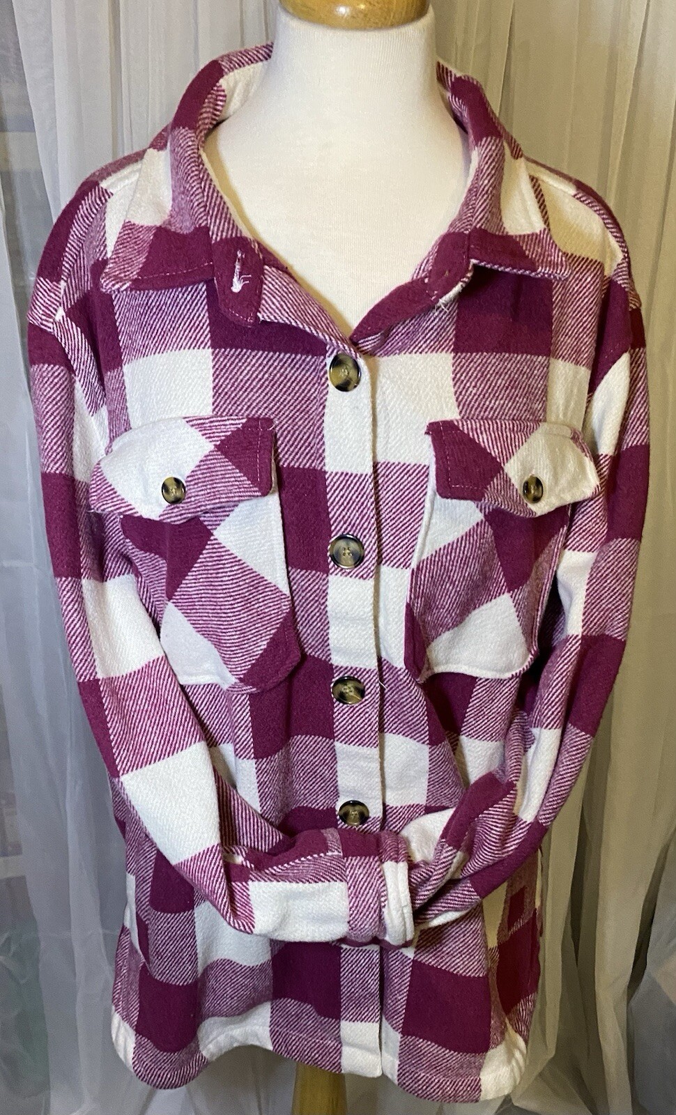 MEMBER'S MARK Button Front PLAID Shacket Ladies S… - image 5