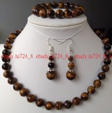 Natural 8/10/12mm African Tiger Eye Gems Round Beads Necklace Bracelet Earrings