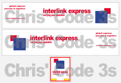 Code 3 selbstklebendes Vinyl Anhänger Aufkleber - Interlink Express alt - 1/50 1/76 1/148