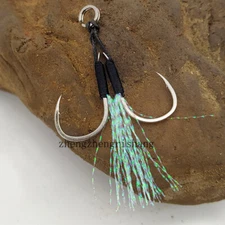 20Pair Double Assist Hooks Carbon Steel Jig Hook Big Game Saltwater Fishing Hook