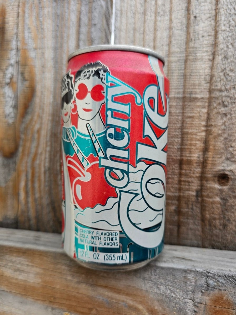 1989 Vintage Cherry Coke - Cherry Coca-Cola - Open Can - Red and