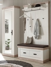 Garderobe Garderobenset in Pinie weiß / Oslo Pinie Landhaus Garderobe Set Rovola