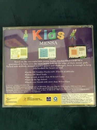 CD-ROM Voyager KIDS MENSA USADO EN EXCELENTE ESTADO! - Imagen 2 de 4