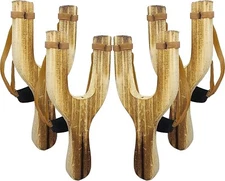 Adventure Awaits!! - 4 Pack Hand-Carved Wooden Slingshots with Great Handle H...