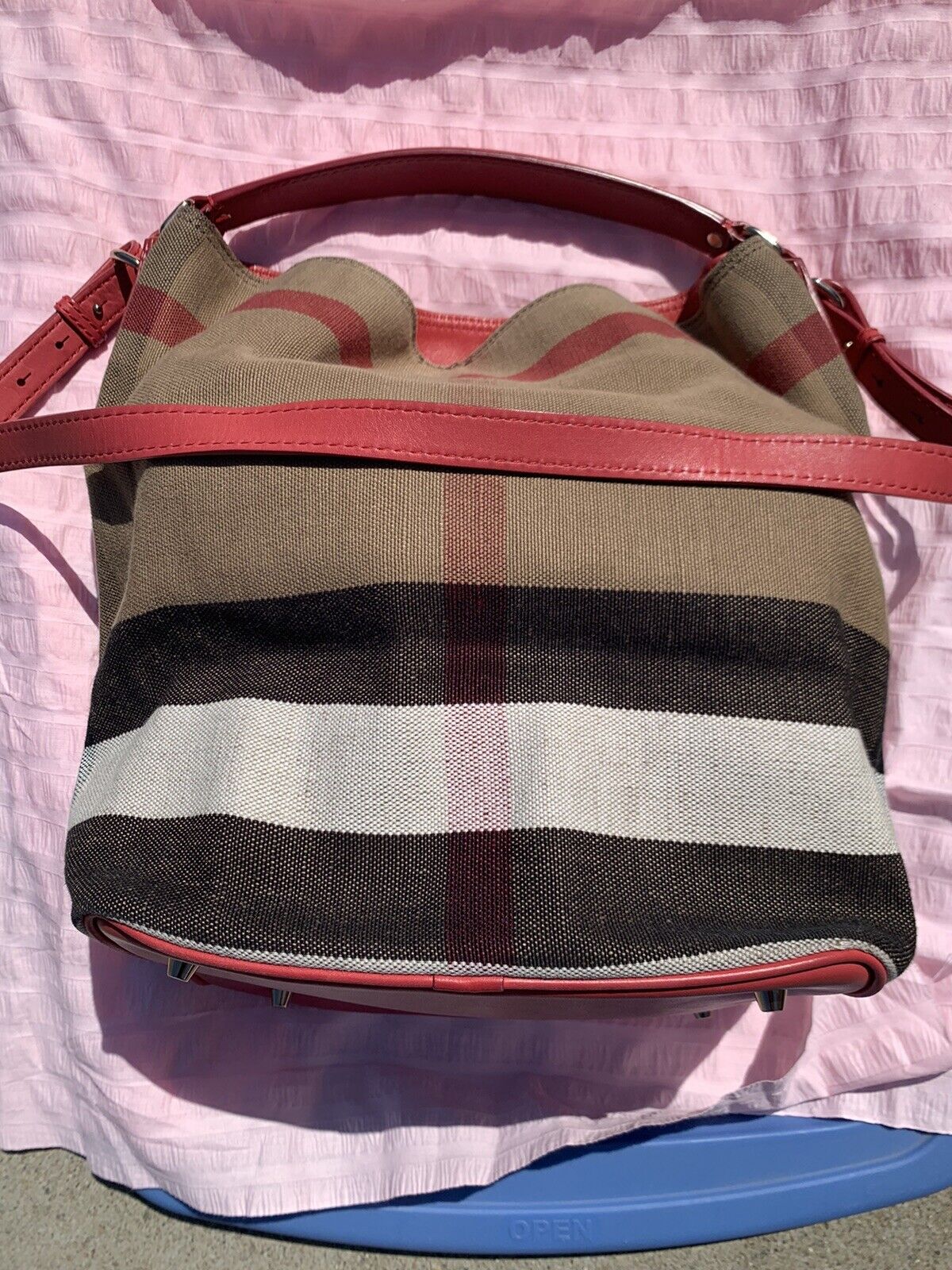 BURBERRY Ashby Medium Check Canvas Hobo Bag-US