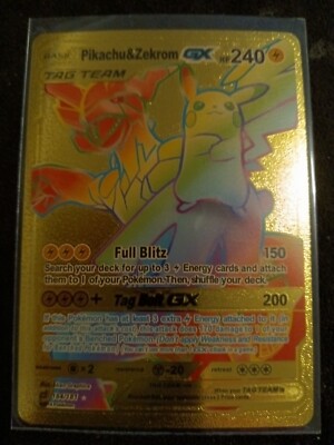 how much is a gold zekrom pokemon card worth 110 PCS Character Gold Foil Cards Rare Golden Cards Price in Pakistan main image 1