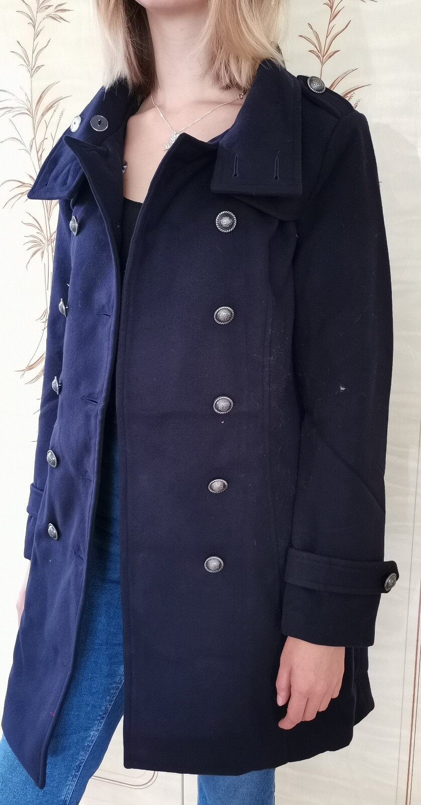 Womens Coat Navy Blue Military Style Jacket Fully Lined Winter Weight