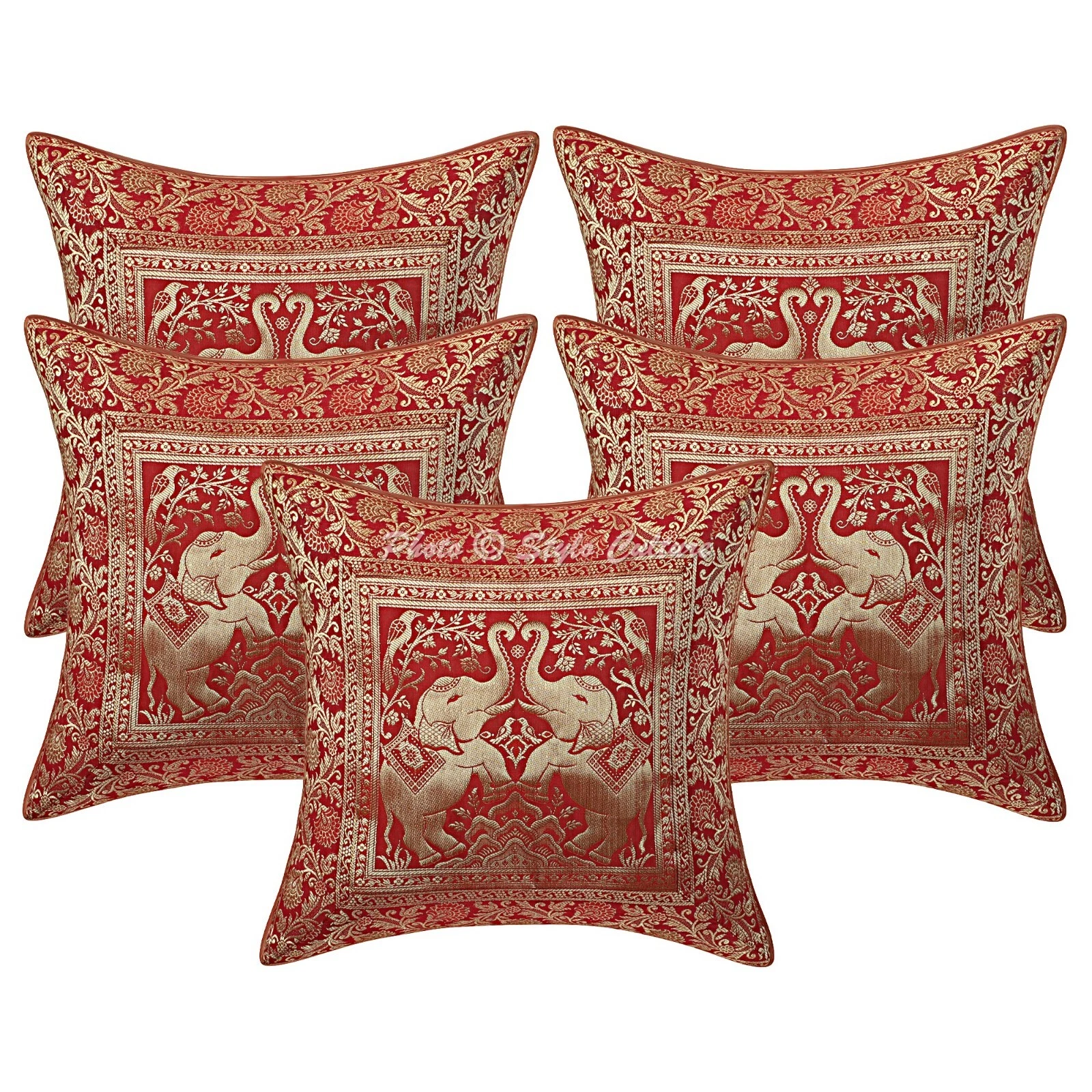 Home Decor Elephant Brocade Jacquard 16 x 16 in Pillow Cover Case Cushion