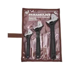 3 Piece Set Paramount Black Finish Metric/SAE Adjustable Wrenches: 6" 8" and 10"