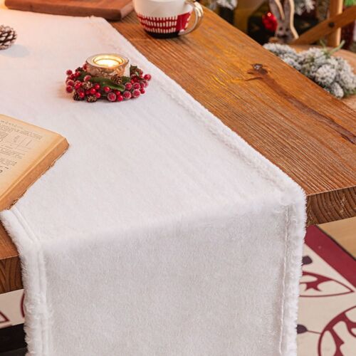 White Table Cloth Table Decorations Place Mat Soft Table Runner  New Year - Foto 1 di 8