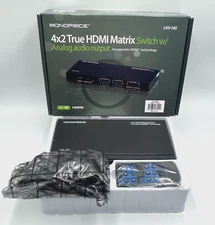 Monoprice LKV 342 4x2 HDMI Matrix Switch with Remote & Plug New in Box Monoprice
