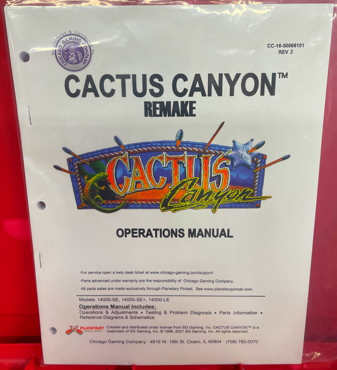 Cactus Canyon REMAKE Pinball Operations/Service/Repair/Troubleshooting  Manual | eBay
