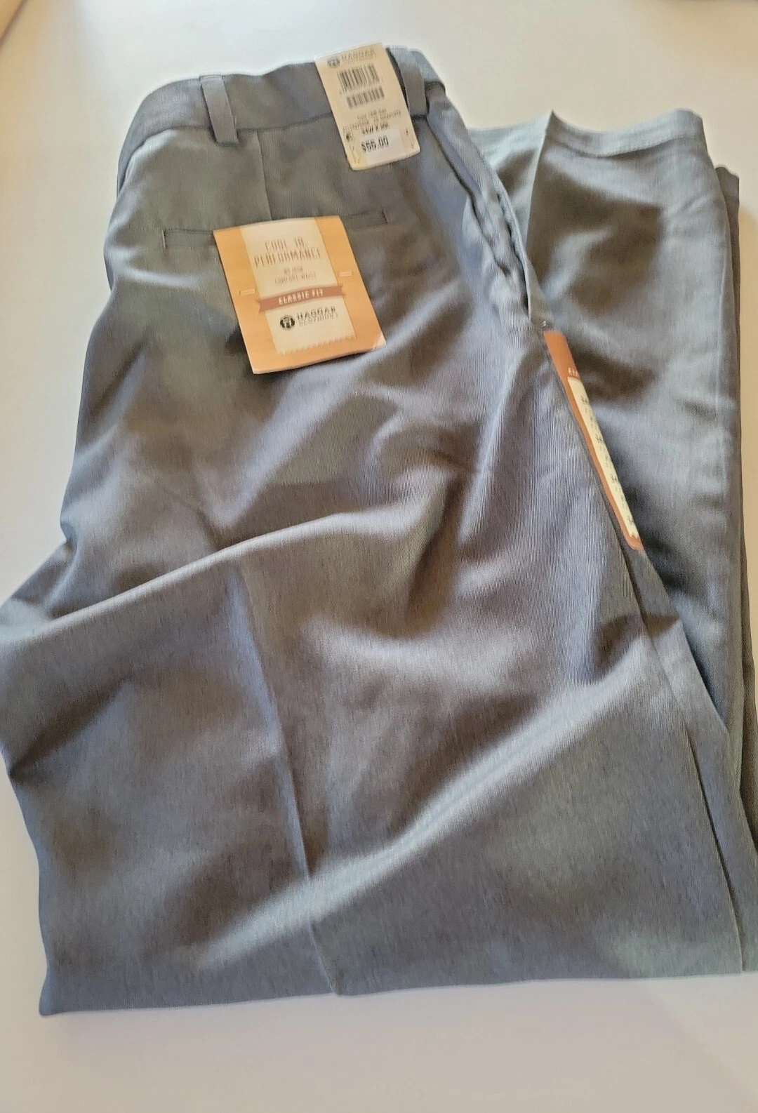 Haggar mens Cool 18 Gab Plain Front casual pants, Graphite, 34W x 30L US NWT