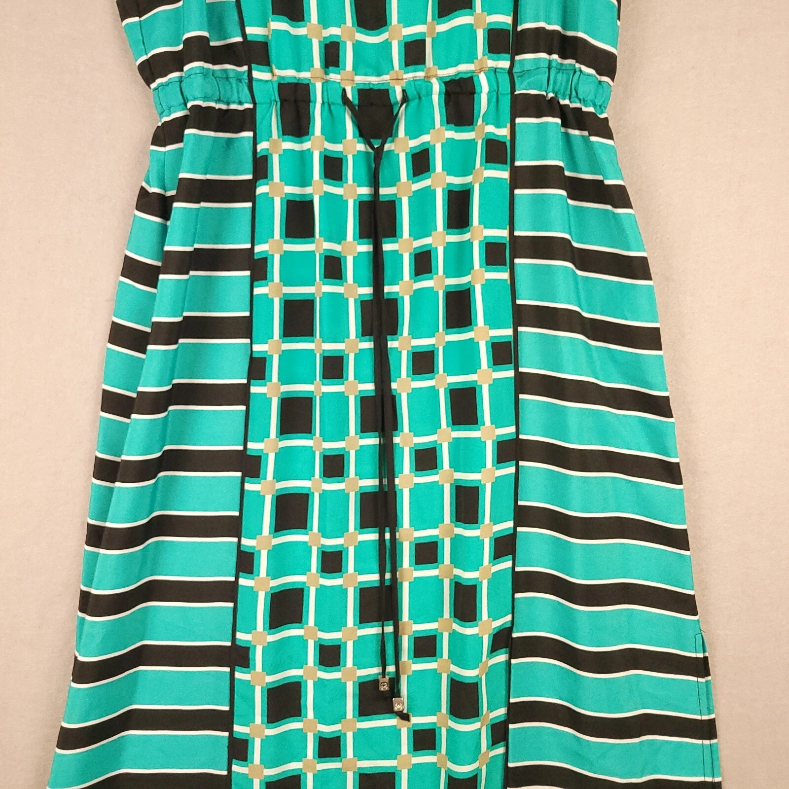 Michael Kors Maxi Abito Piccolo Verde Teal Geometrico Leggero Spiaggia St. Patty's