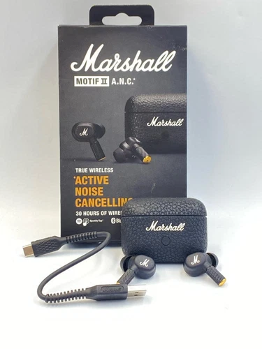 Marshall Motif II True Wireless Active Noise-Canceling Earbuds Headphones, Black