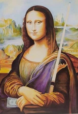 New Mona Lisa Billiard Poster - Pool Cue Billiards - 20" x 28" - FREE SHIPPING