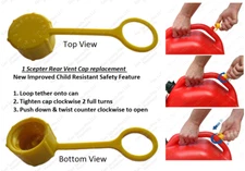 Scepter Brand Genuine Replacement Rear Vent Gas Can Cap AmeriCan Child Resistant