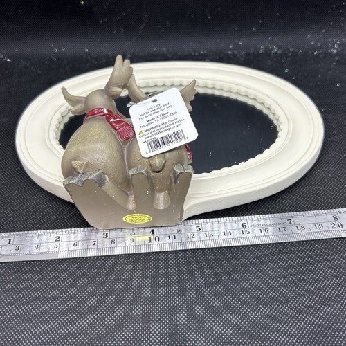 6”x8” Round Holiday Moose Metal Table Top Mirror Finish NEW With Tag - Picture 5 of 6