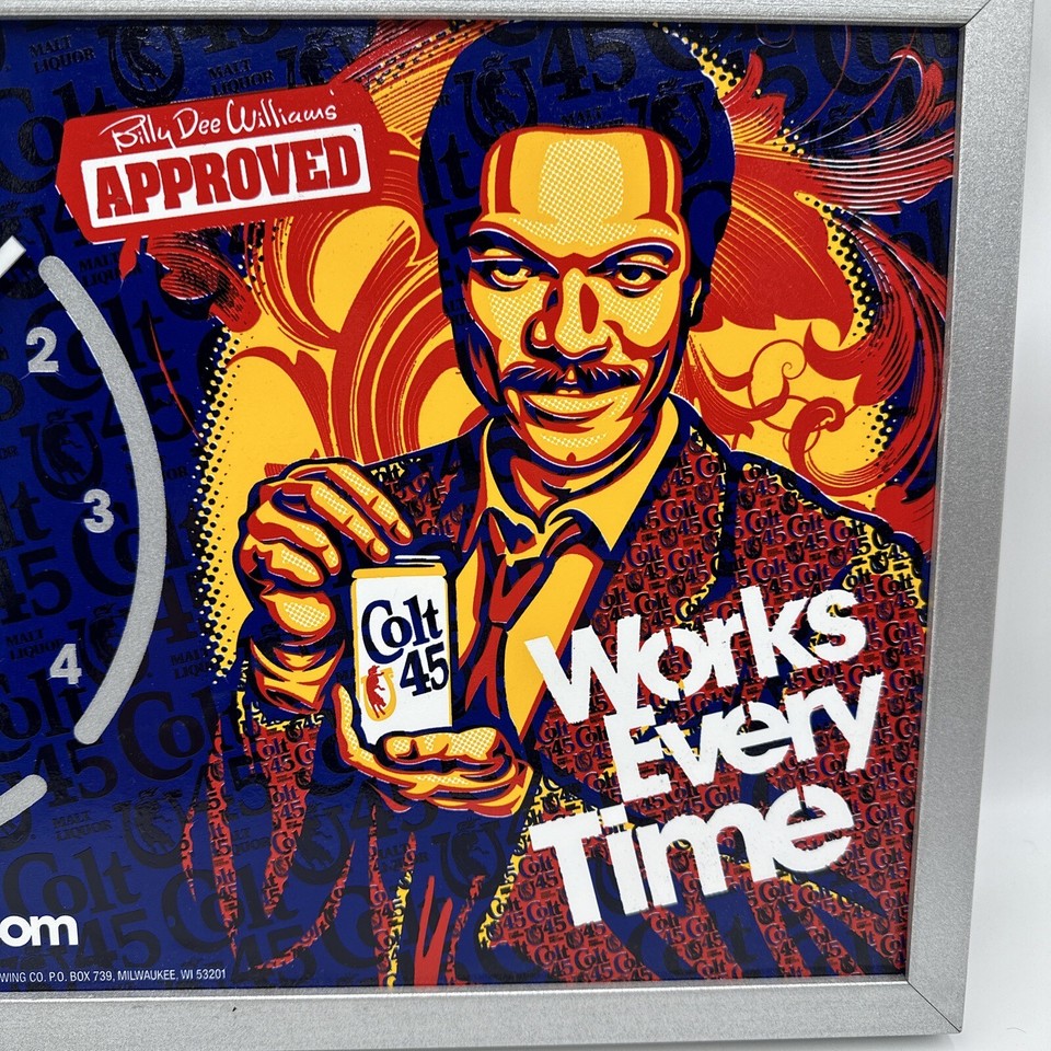 Colt 45 Billy Dee Williams Beer Bar Man Cave Advertising Wall Clock