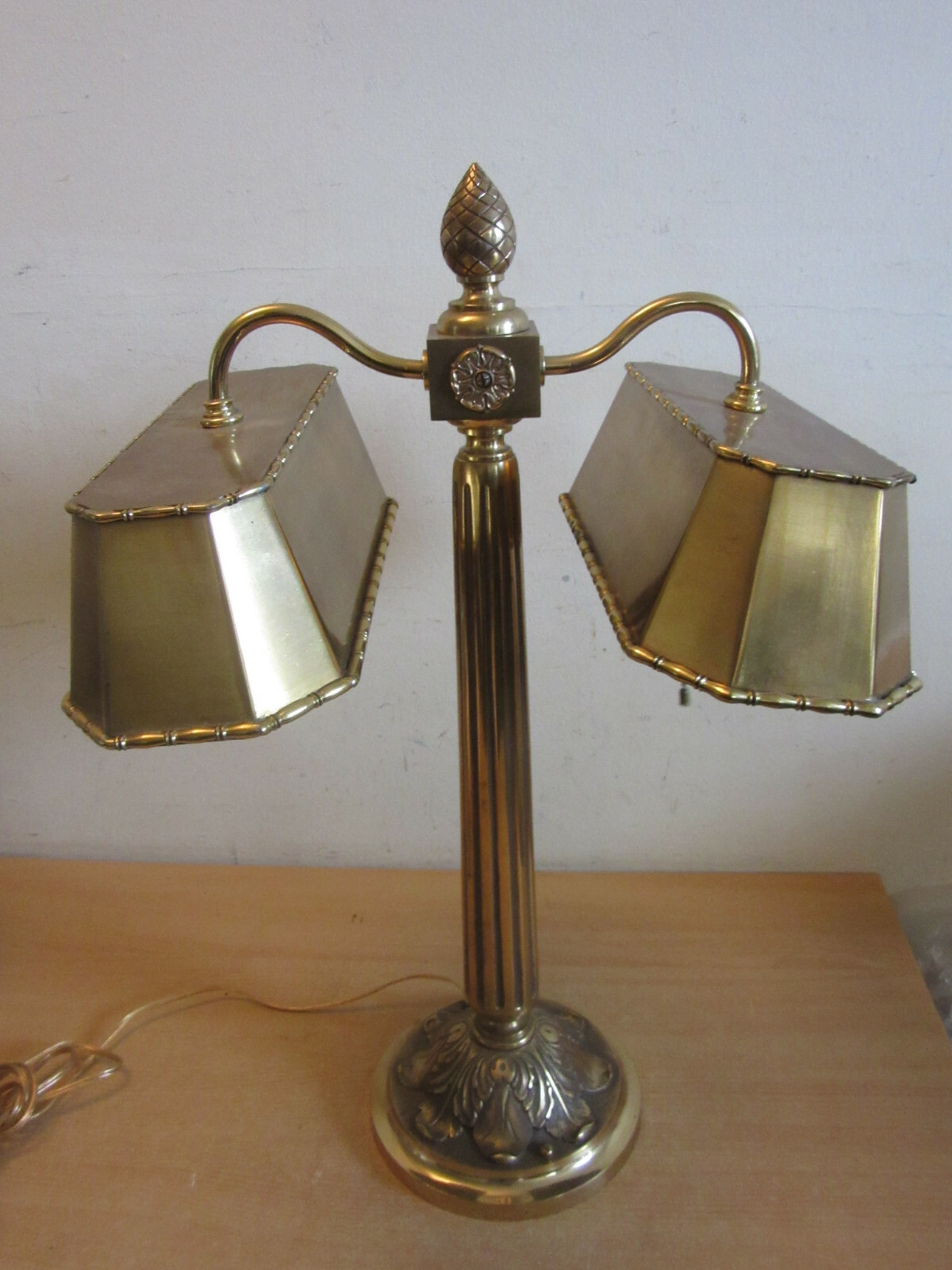 Antique Bronze / Brass restored high quality Partners desk Lamp double