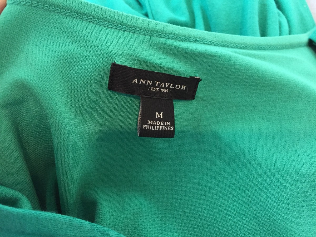 Ann Taylor Emerald Green Shirred Side Stretch Dress Medium Excellent | eBay