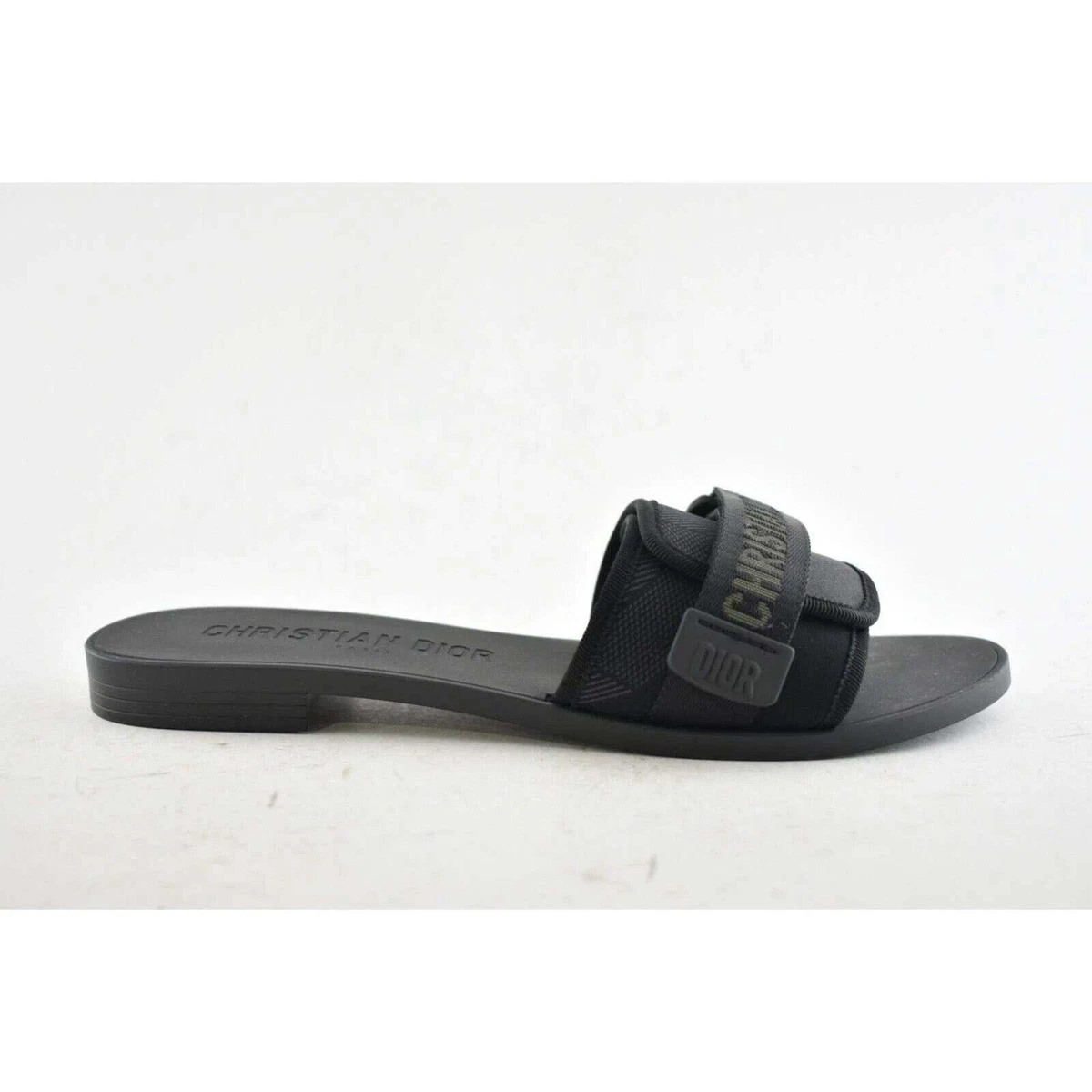 Christian Dior Dio r evolution Dway Black Rubber Logo Slide Mule