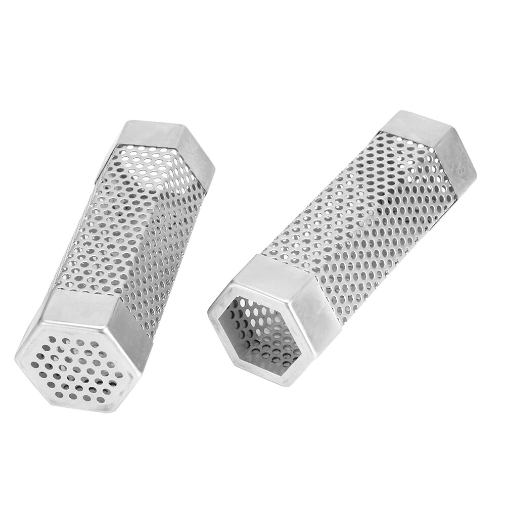 2Pcs BBQ Grill Smoker Tube Mesh Tube Pellets Smoke Box 6in Stainless