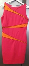 Premise Colourblock Bodycon Mini Dress Zipper Detail US6 UK10 EU38 Pink Orange