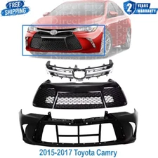 Front Bumper Cover Primed & Grille Assembly Kit For 2015-2017 Toyota Camry