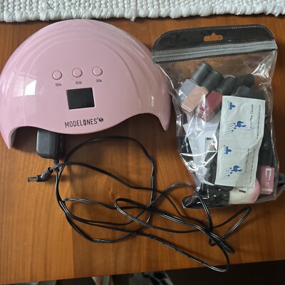 Modelones Poly Nail Gel Kit 7 Colors with Nail Lamp And Charger Pink Manicure