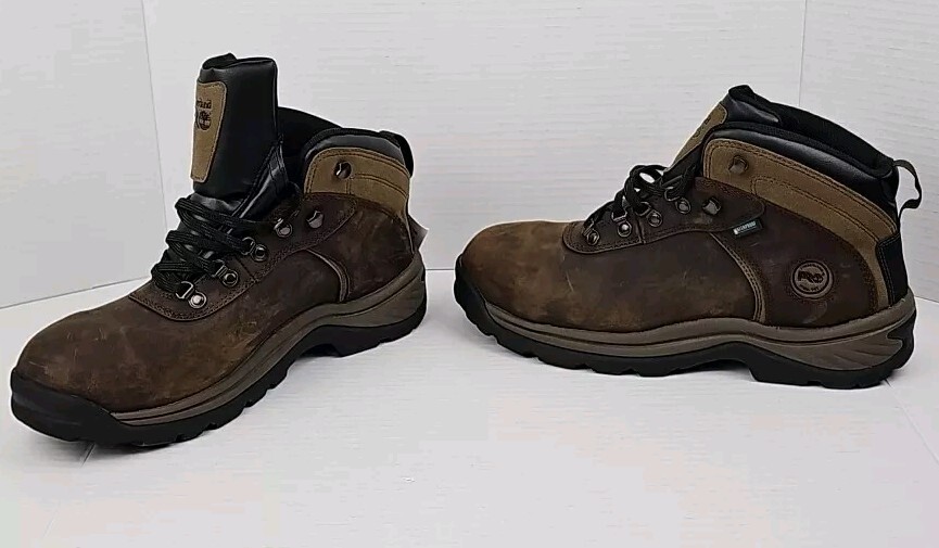Men's Timberland PRO Flume Mid Waterproof Steel Toe Work Boots Brown A1Q8V 