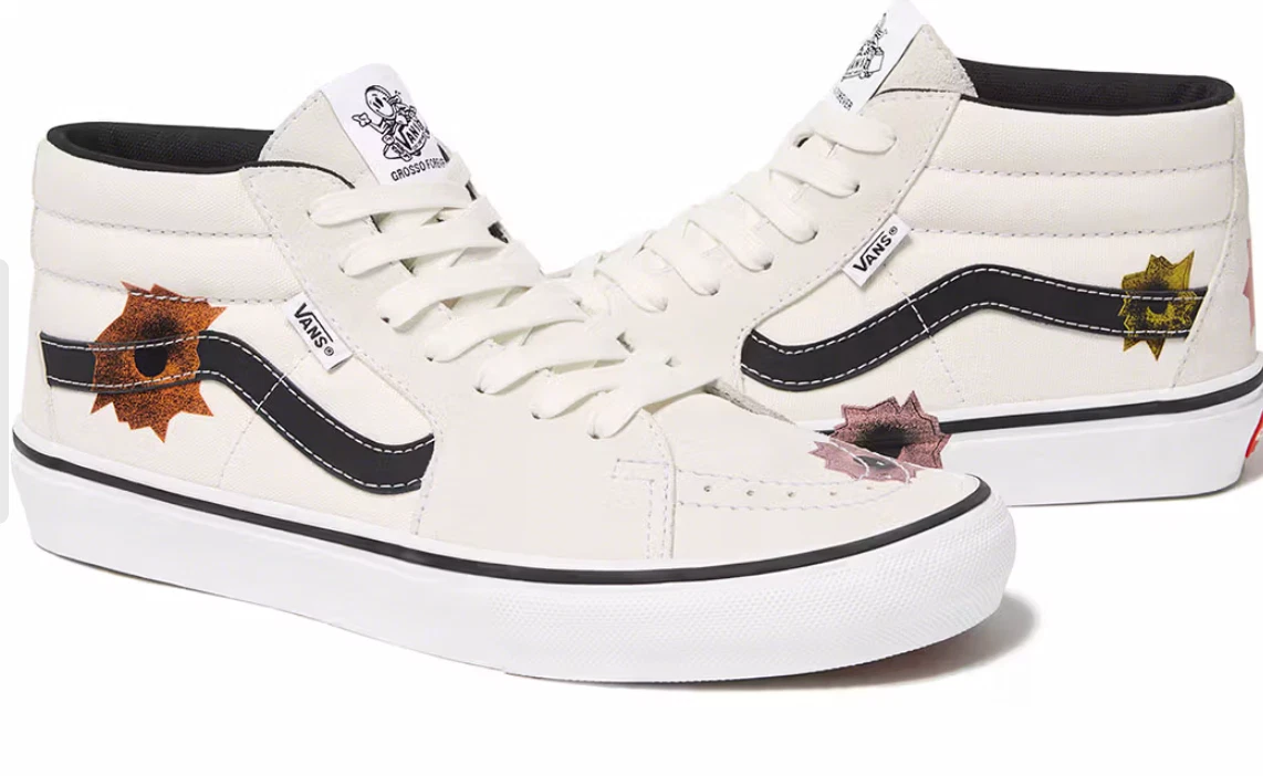 Supreme x nate lowman x Vans Skate Grosso Mid blanc neuf exclusivité Japon