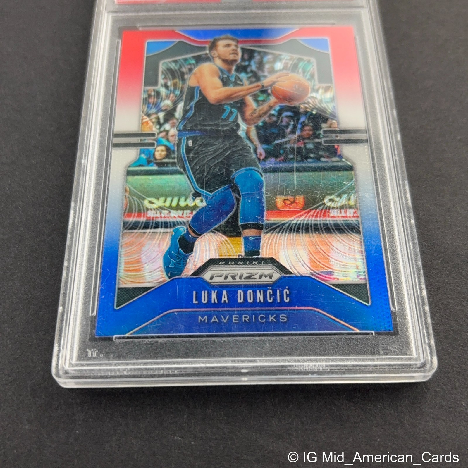 2019-20 Panini Prizm #75 Luka Doncic Red White & Blue Prizm Mavericks PSA 10 GEM view 6