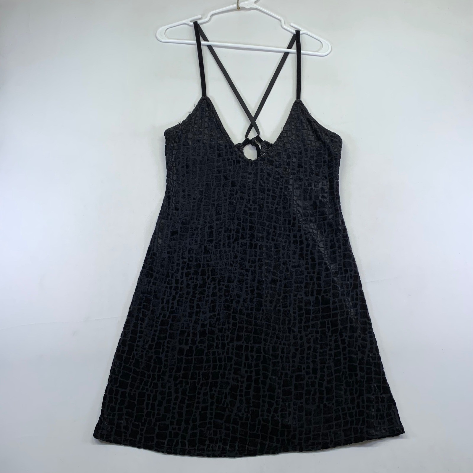 Vintage Valerie Stevens Mini Dress Small Black Cockail Beaded Straps 90s Y2K
