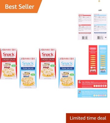 Protein-Packed Tuna & Chicken Salad Bundle with Crackers - 4 Servings of 3.5oz