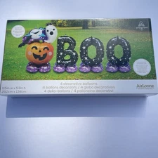 Halloween Balloons AirLoonz Indoor/Outdoor Anagram “Box Of 4” Pumpkin/BOO NEW