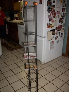 Vintage Atlantic Wave CD Tower Rack Wood Base Wire 110 Disc Storage 51”TALL