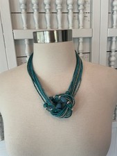 Multi Layered Turquoise beaded knotted 20 to 23 inch length necklace