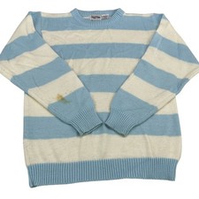 VTG 90s Collections Blue and White Striped Knit Sweater, Size M
