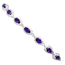 925 Sterling Silver Bracelet Oval Amethyst 5x3mm Natural Gemstone Jewelry