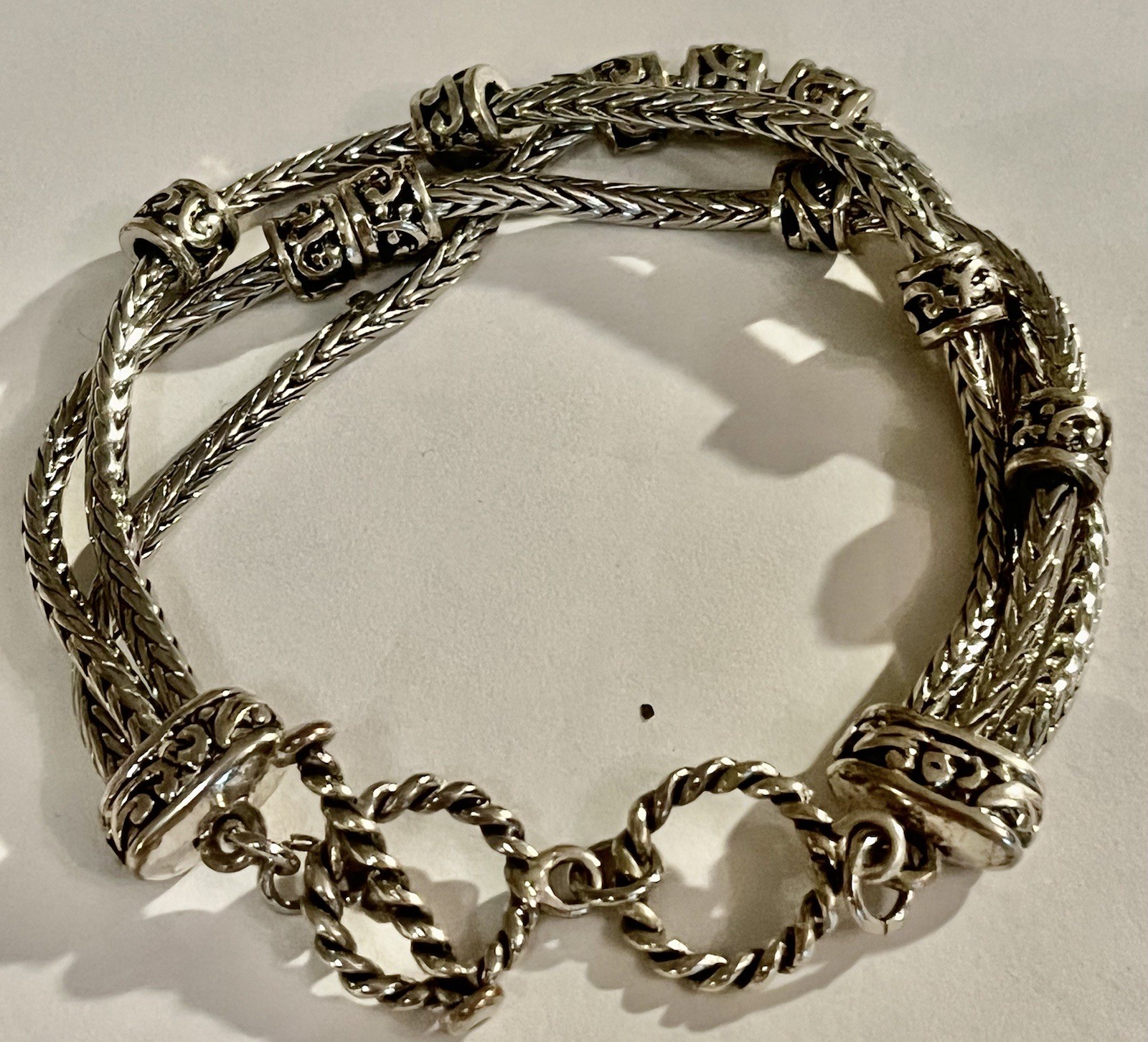 Bracelet Silver Triple Strand Toggle Bracelet 8” … - image 2