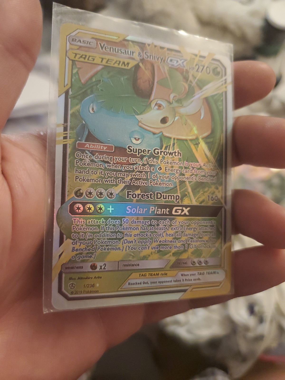 Venusaur & Snivy GX 1/236 Cosmic Eclipse Pokemon