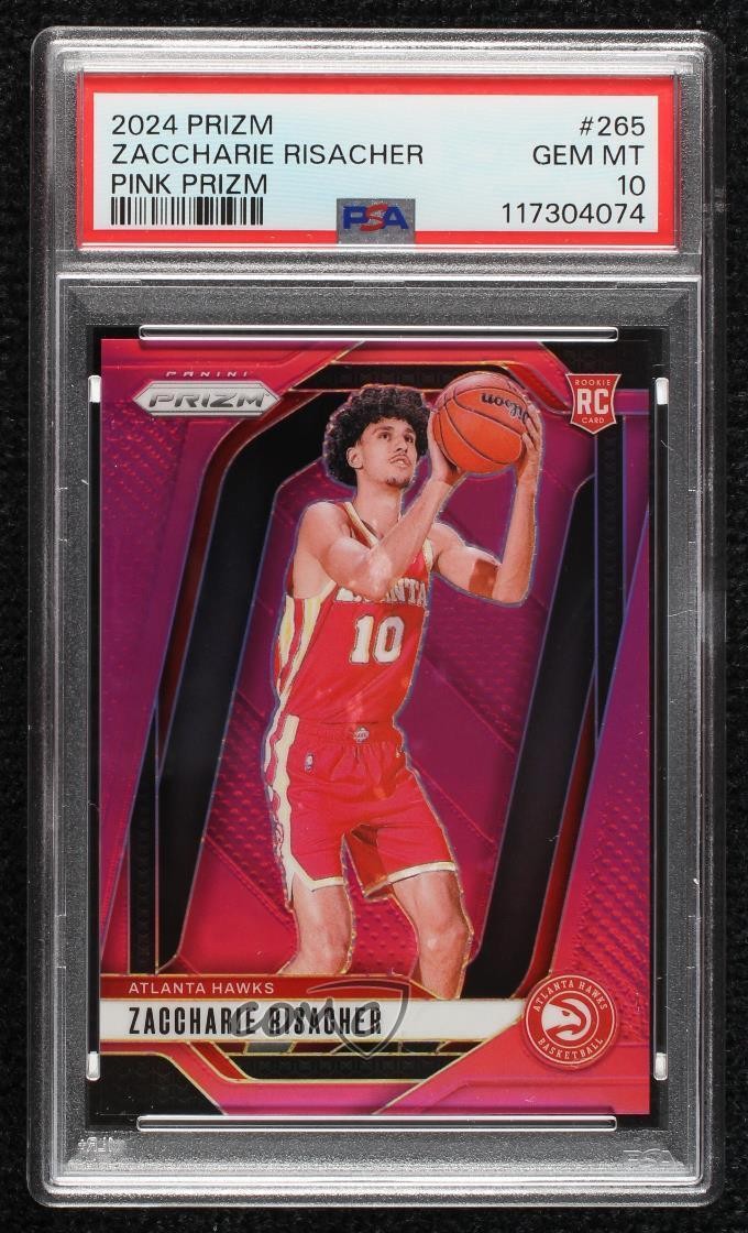 2024-25 Panini Prizm Pink 172/249 Zaccharie Risacher #265 PSA 10 GEM MT 16vq