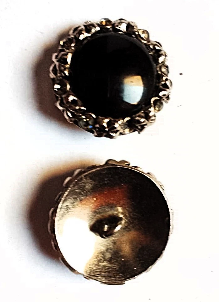 gruppo 2 BOTTONI GIOIELLO anni 70  * perla nera su base argento - Immagine 3 di 4