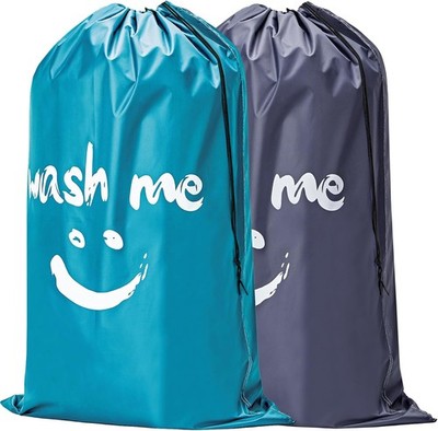 2 Pack XL Wash Me Travel Laundry Bag Dirty Clothes Organizer Large Enough to