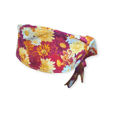 Fall Flowers. Multi Color. Tie Back Scrub hat / cap Surgical Medical