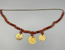 Antike Karneol Perlenkette Osmanische Münzen Anhänger Orient Vintage