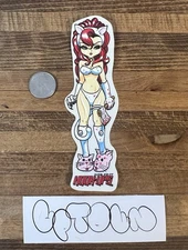 Vintage Hook Ups Skateboards Kitty Ax Sticker Anime Jeremy Klein